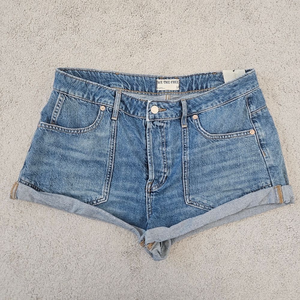 NWT We The Free FP | Beginners Luck Slouch Shorts Button Fly Denim, Womens 31 - Picture 5 of 7